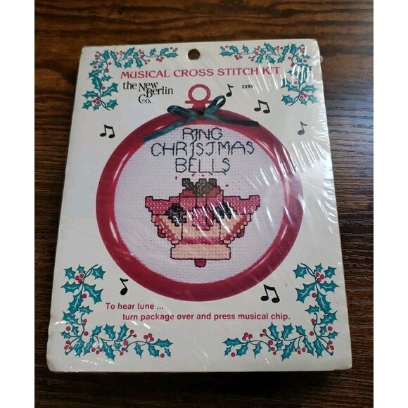 New Berlin Co Christmas Bells 2289 Musical Cross Stitch Ornament Kit Vintage NOS - Picture 1 of 4